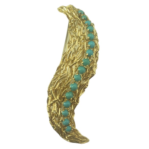 Tiffany & Co. 18 Karat Yellow Gold and Turquoise Brooch/Pin #16802 - Picture 2 of 8